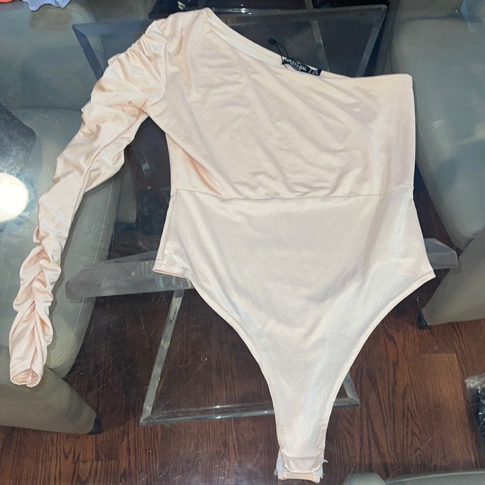 Nasty girls, size 8 ruffled one arm, blush color, bodysuit